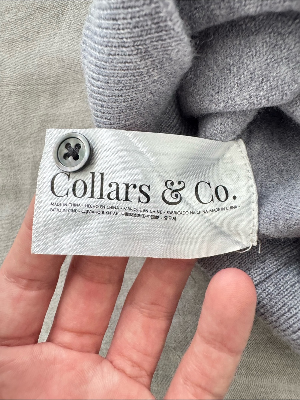 Collars & Co. Long Sleeve Men’s Polo Sweater in Light Grey | 100% Merino Wool - Picture 6 of 8